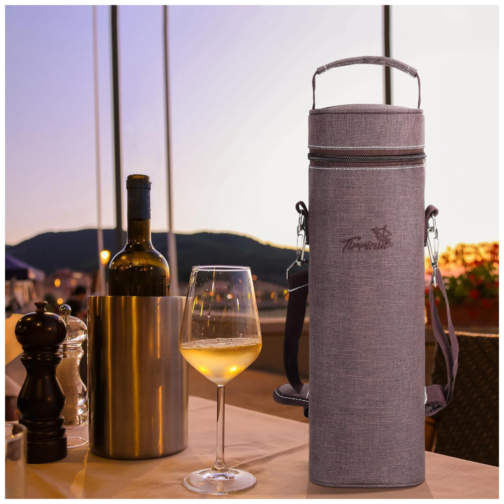 Bolsa Térmica para Vinho Tirrinia Ideal para PiqueniqueTransporte de Garrafa de 750ml Alça de Ombro Portátil - Imagem 6