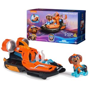 Barco a Jato Zuma Mighty Pups com Luzes Sons e Boneco de Ação para Crianças Acima de 3 Anos Patrulha Canina Laranja