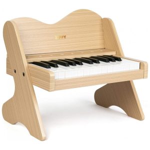 Piano de Madeira Inafntil com 25 Teclas com Controle Digital e Musicas Integradas ZIPPY Bege