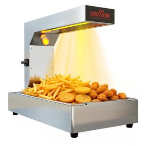 Aquecedor de Batata Frita CROSSON Aço Inoxidável 5 Níveis Ajustáveis 600W para Food Truck e Restaurantes 110-120V