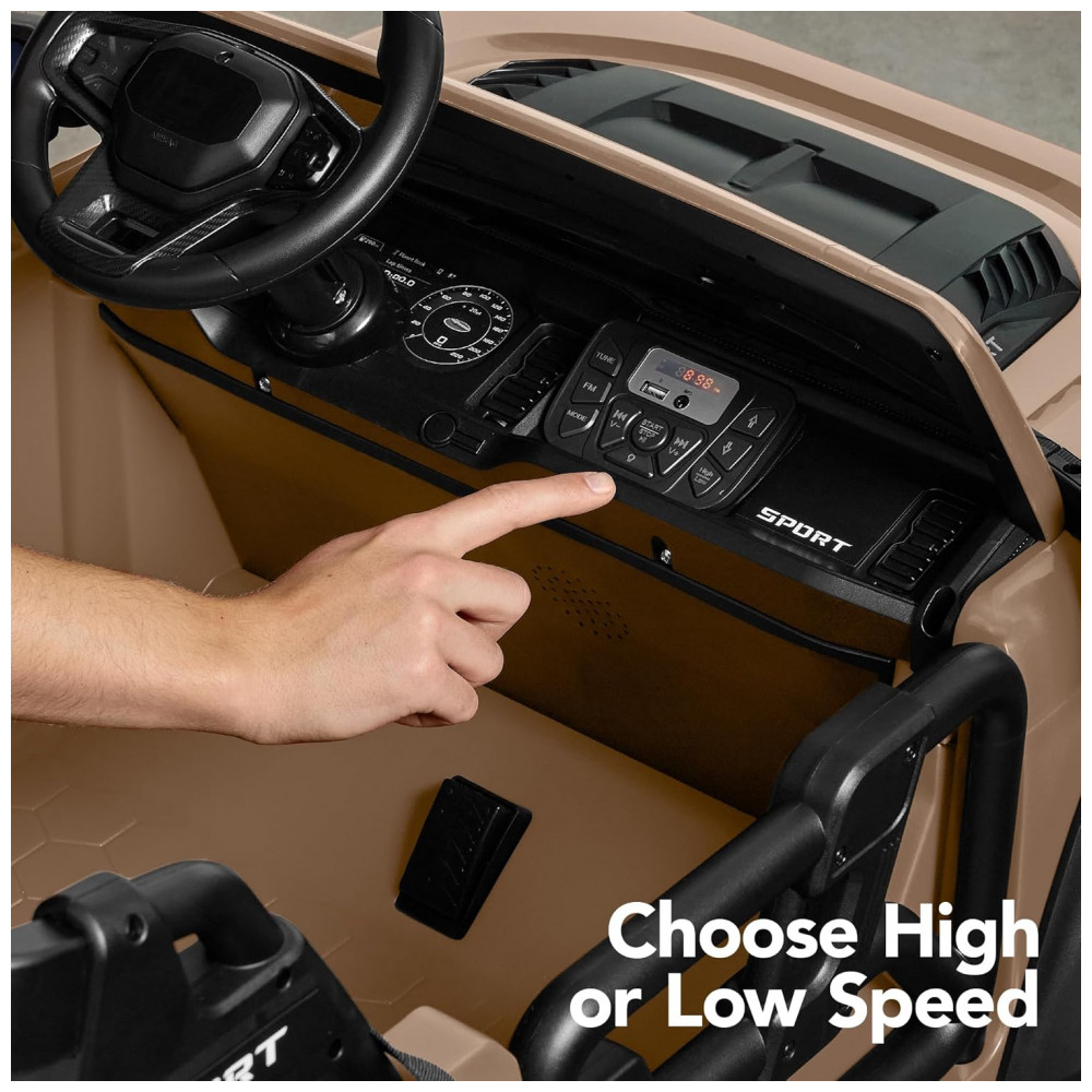 Carro Elétrico Infantil Best Choice Products 24V Marrom, Caminhão 2 Lugares, com Controle Remoto, Bluetooth, Luzes LED e Capacidade para 60 kg - Imagem 6