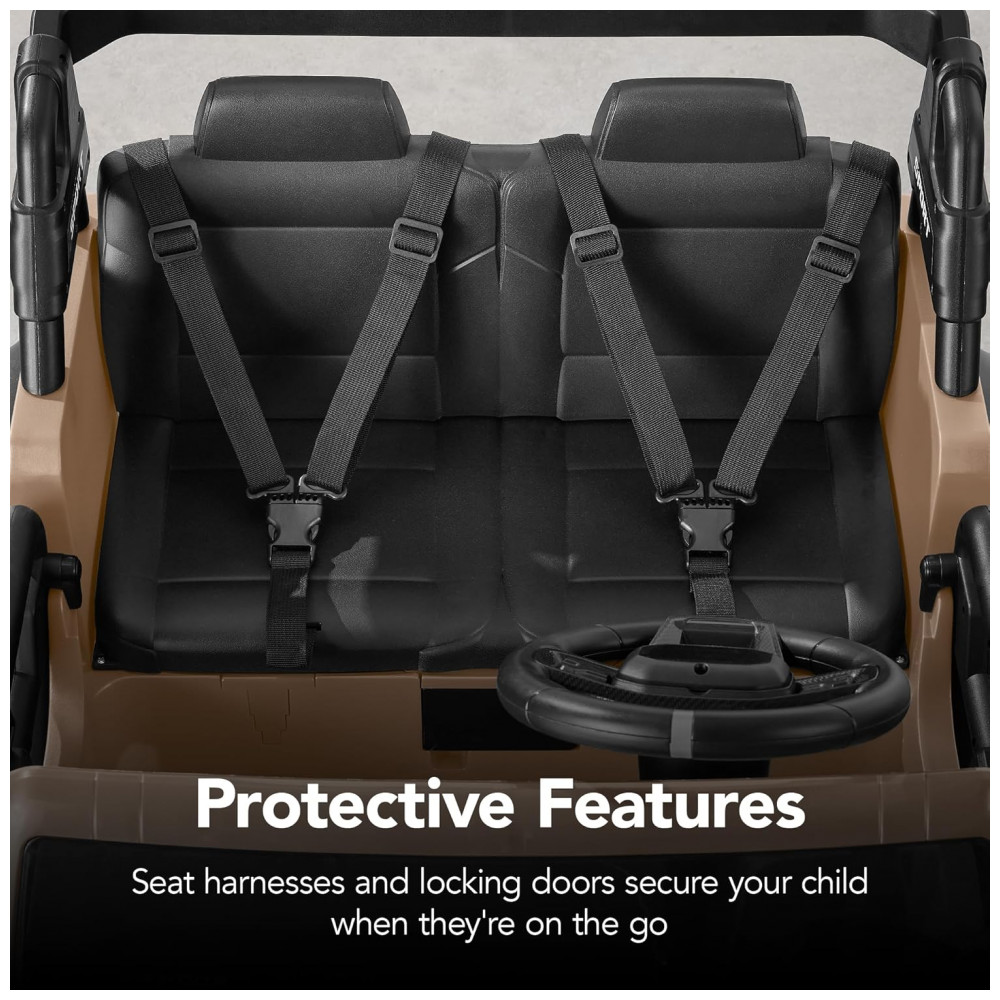 Carro Elétrico Infantil Best Choice Products 24V Marrom, Caminhão 2 Lugares, com Controle Remoto, Bluetooth, Luzes LED e Capacidade para 60 kg - Imagem 7