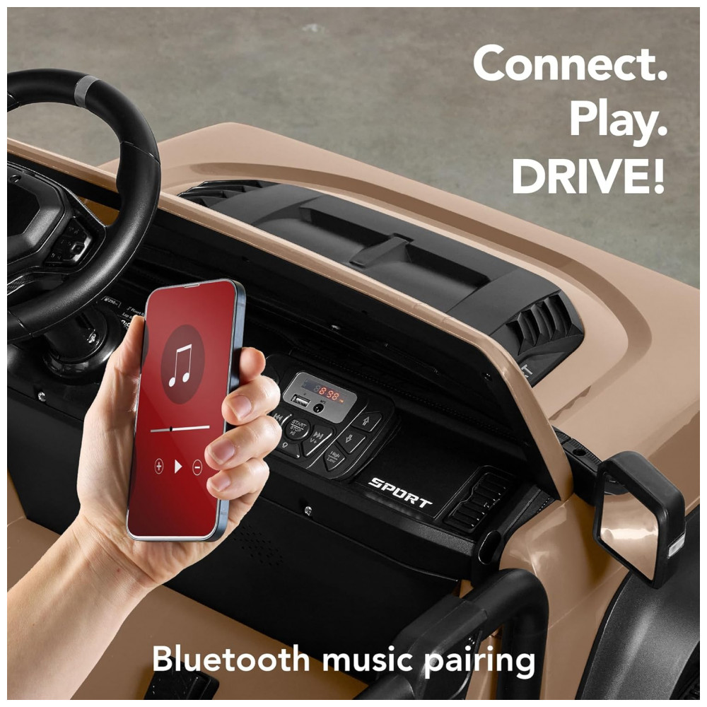 Carro Elétrico Infantil Best Choice Products 24V Marrom, Caminhão 2 Lugares, com Controle Remoto, Bluetooth, Luzes LED e Capacidade para 60 kg - Imagem 8