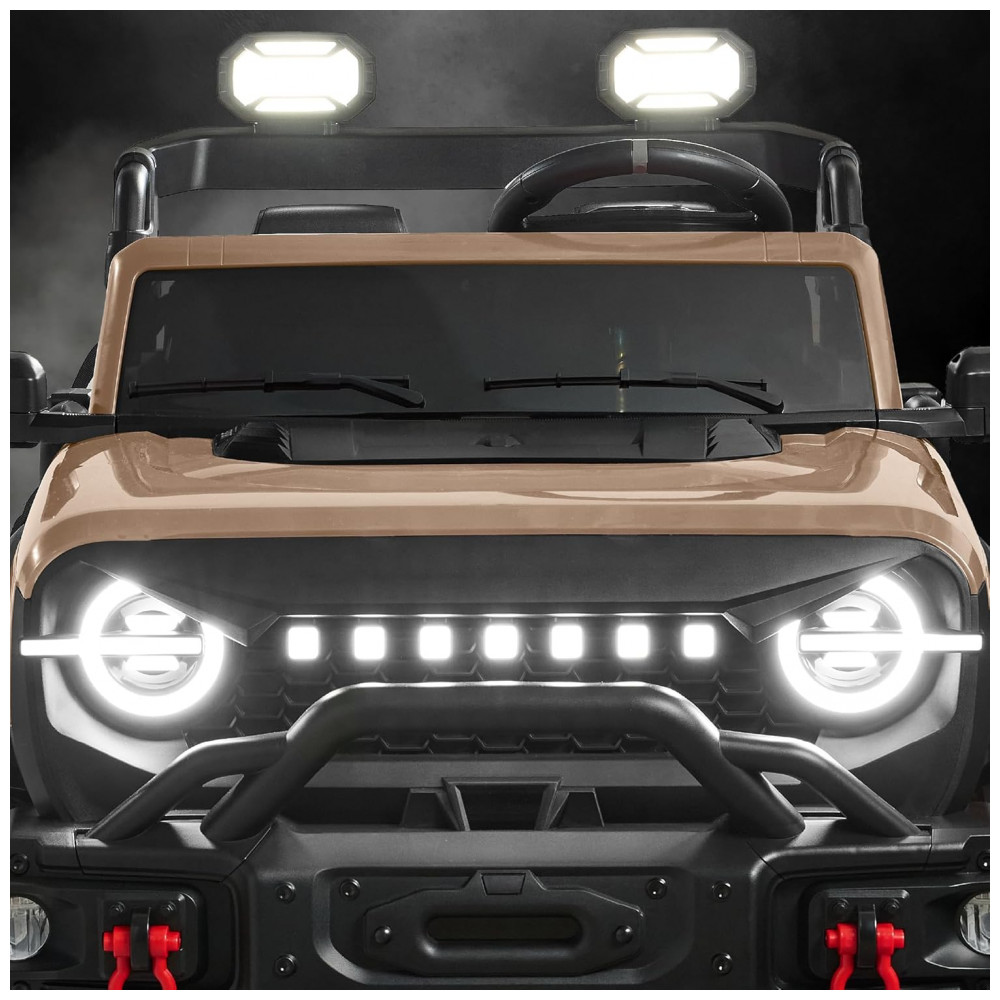 Carro Elétrico Infantil Best Choice Products 24V Marrom, Caminhão 2 Lugares, com Controle Remoto, Bluetooth, Luzes LED e Capacidade para 60 kg - Imagem 9