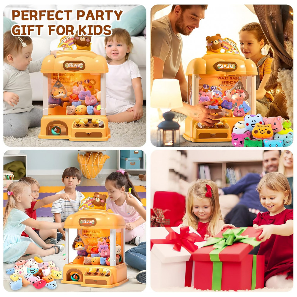 Máquina de Garra Mini Arcade ROHSCE Urso Amarelo com Luzes LED, Som e Movimento 360° para Crianças - Imagem 6