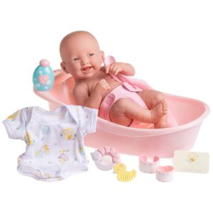 Bebê Recém-Nascido Newborn Kit de Banho Premium com 8 Itens + Boneca Realista de Vinil 3556 cm e Acessórios Rosa Impermeáveis Ideal para Presente