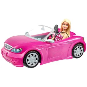 Carro Conversível da Barbie com 2 Lugares e Boneca Inclusa Rosa
