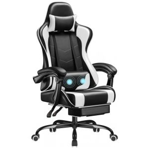 Cadeira Gamer Reclinável e Giratória com Apoio para Lombar e Cabeça Homall Branca