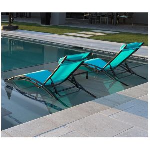 Espreguiçadeiras para Jardim Praia e Piscina com Mesa Lateral Cadeiras Reclináveis para Todas as Condições Climáticas PURPLE LEAFAzul Turquesa