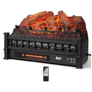 Lareira Elétrica Ecológica 23" 58 cm com Controle Remoto Cama de Brasa de Limão Realista Termostato e Temporizador 110V 1500W TURBRO EF23-LGBK Preta