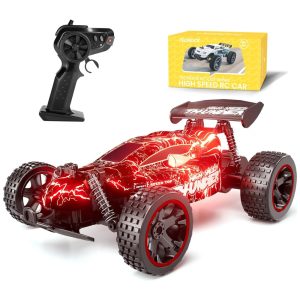 Carrinho de Controle Remoto 2.4 Ghz de Alta Velocidade Escala 1:18 com 2 Baterias Recarregáveis Tecnock Vermelho