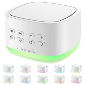 Máquina de Ruído para Dormir 25 Sons com 10 Luzes Ambiente Programável 110v MAGICTEAM White Branco