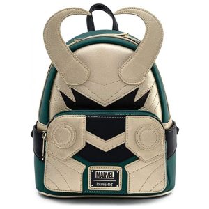 Mini Mochila Escolar Infantil Loungefly Marvel Loki para Crianças a Partir de 12 Anos