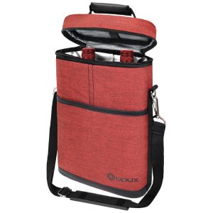 Bolsa Térmica para 2 Garrafas de Vinho OPUX Porta-garrafas Isolado 2L Ideal para Viagens Piqueniques Praia e Presente de Natal Vermelha