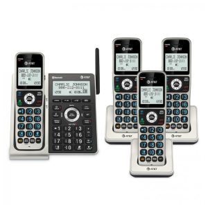 Telefone Sem Fio AT&T Titânio/Preto 4 Terminais Bluetooth Bloqueador Inteligente Display 51 cm Teclado Iluminado BL3107-4 110V