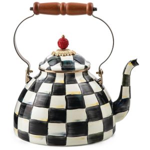 Chaleira de Chá Esmaltada 3 Litros MacKenzie Childs Preta e Branca