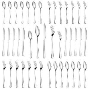 Jogo de Talheres de Prata MUTNITT 30 Peças para 6 Pessoas em Aço Inox Premium Talheres Espelhados Resistente e Durável Inclui Garfo Faca e Colher