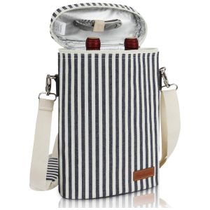 Zormy Bolsa Térmica Para Transporte de Vinhos até 2 Garrafas Preta e Branca