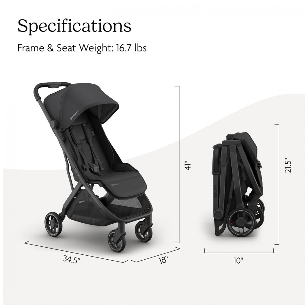 Carrinho UPPAbaby Minu V3 Jake Cinza Carvão Design Leve e Compacto Dobrável com Uma Mão Desde o Nascimento Compatível com Assentos - Imagem 7