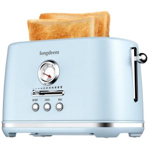 Torradeira 2 Fatias com Desligamento Automático Bandeja de Migalhas e 6 Níveis de Tostagem 110V 1000W LONGDEEM Azul