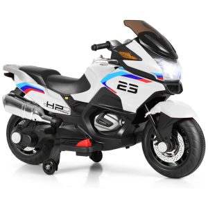 Moto Elétrica Infantil 12V Recarregável com Música e Luzes até 6 km por hora Branca 3 COSTZON Branco
