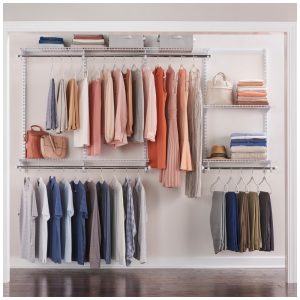 Kit Closet Aramado 24 Metros com Prateleiras Expansíveis e Hastes Telescópicas Personalizável Rubbermaid Branco