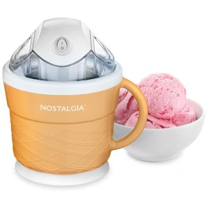 Máquina de Sorvete 14L Que Faz Iogurte Congelado ou Gelato em Minutos 110V Nostalgia Laranja