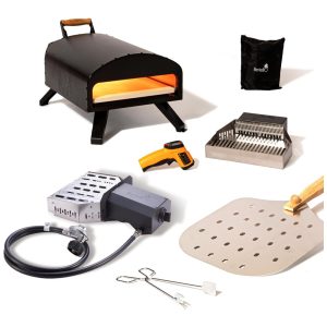 Forno de Pizza a Gás Portátil com Acessórios e Termômetro Infravermelho BERTELLO Preto