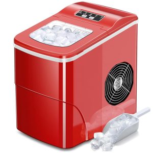 Máquina de Gelo Portátil Produz 12kg Dia 9 Cubos 6 8 min 110v AGLUCKY Vermelho