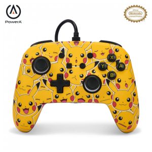 Controle com fio PowerA Enhanced para Nintendo Switch Pikachu Moods com entrada de áudio e botões avançados mapeáveis