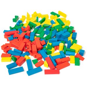 Kit Blocos de Construção em Madeira com 200 Peças de 4 Cores e 9 Formatos para Crianças Acima de 3 Anos Melissa & Doug