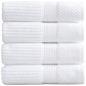 Kit Toalhas de Banho em 100% Algodão Supermacias e Absorventes com 4 Peças Spa Hotel e Academia Springtree Home Branca