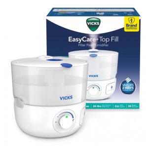 Umidificador de Névoa Fria 22L sem Filtro de Preenchimento Superior com Vicks VapoPads e VapoSteam PUR Branco