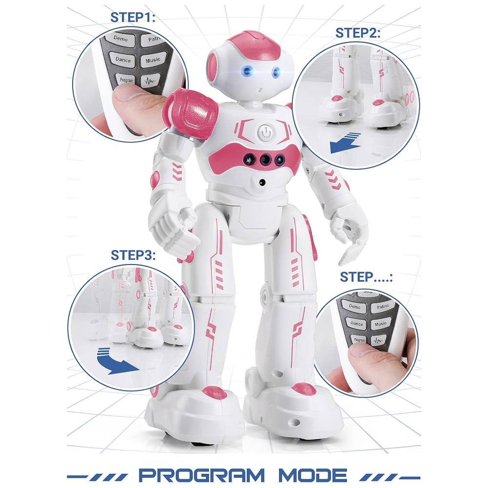 KingsDragon Gesture Sensing Control Robot Rosa – Robô Interativo Programável com Controle por Gestos e Remoto para Crianças de 3 a 8 Anos - Imagem 5