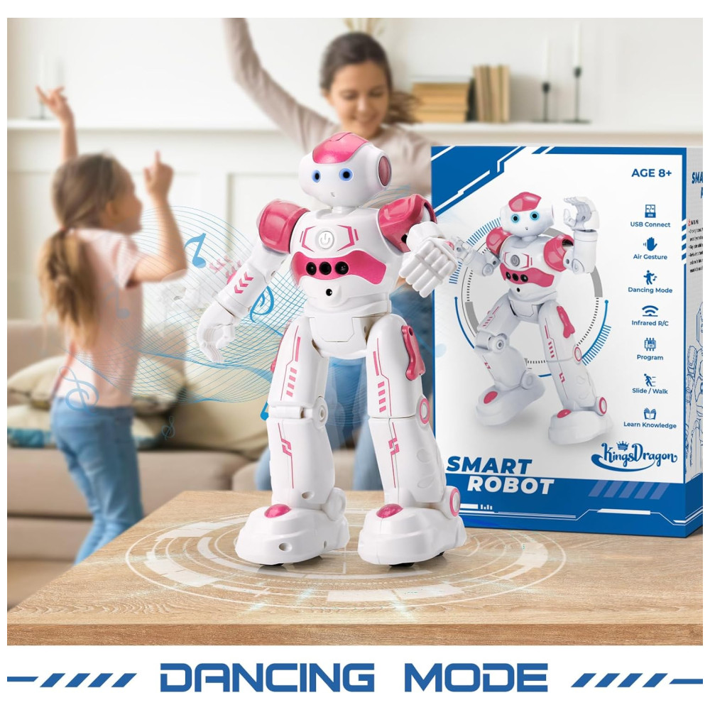 KingsDragon Gesture Sensing Control Robot Rosa – Robô Interativo Programável com Controle por Gestos e Remoto para Crianças de 3 a 8 Anos - Imagem 6