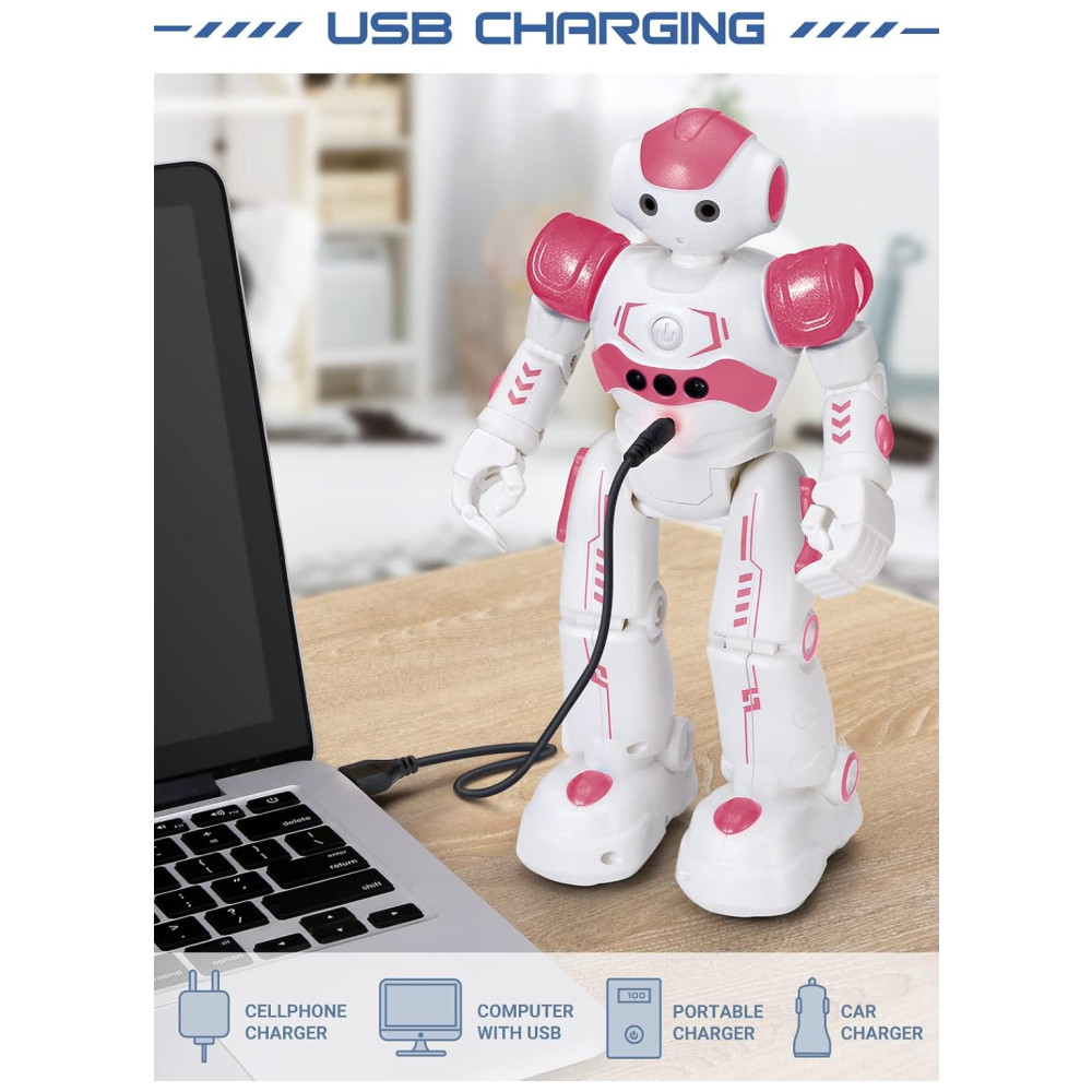 KingsDragon Gesture Sensing Control Robot Rosa – Robô Interativo Programável com Controle por Gestos e Remoto para Crianças de 3 a 8 Anos - Imagem 7