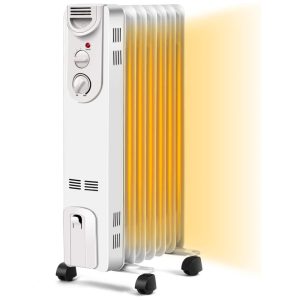Aquecedor a Óleo Portátil Silencioso COM 3 Configurações de Calor 110V 1500W COSTWAY 22610 CYPE CS Branco