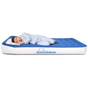 Colchão Inflável SoundAsleep Dream Series Big Kids com Bomba Externa de Alta Velocidade Ideal para Crianças Grandes em Casa e Acampamento - Azul
