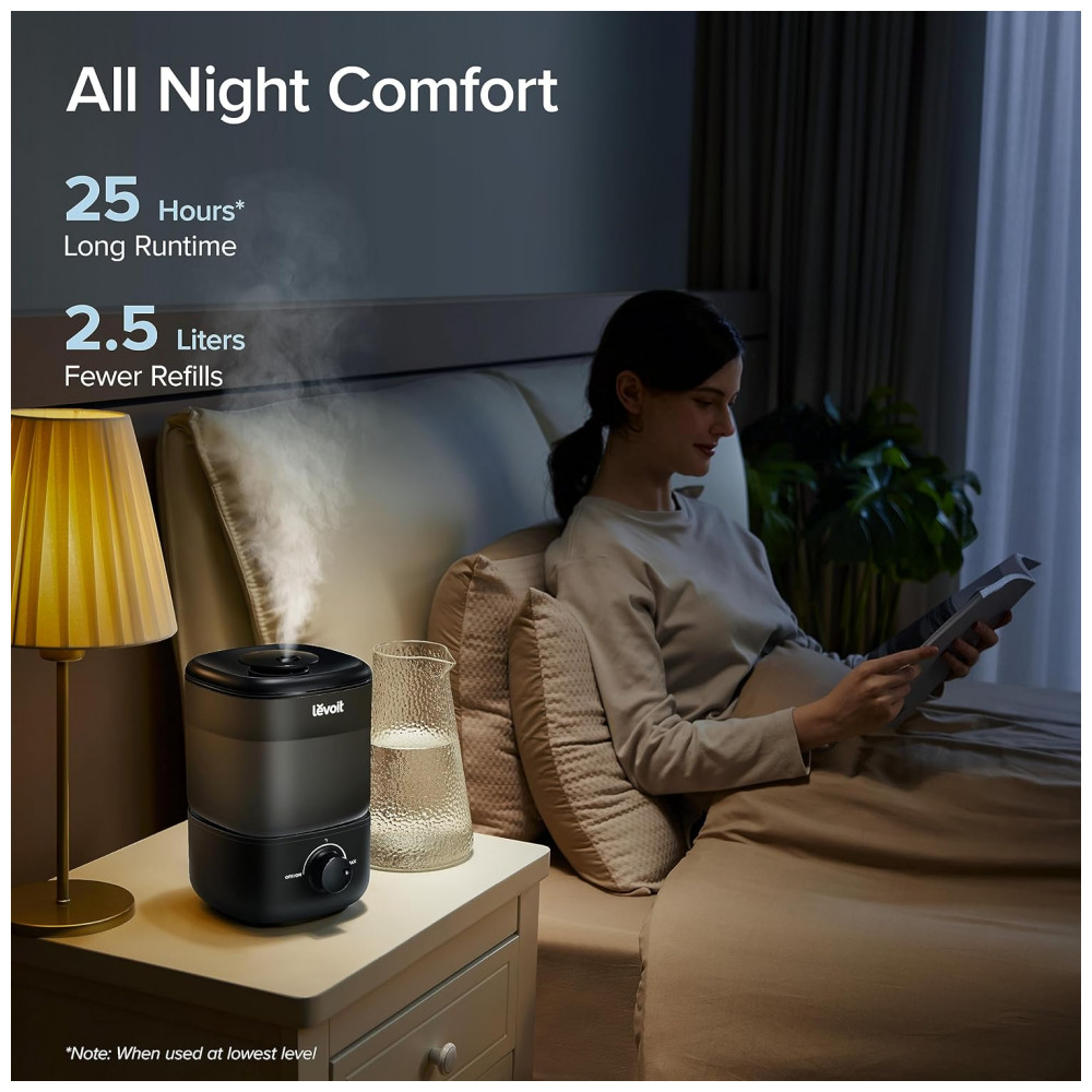 Umidificador Ultrassônico LEVOIT Classic 160 Preto 25L Top-Fill Operação Silenciosa Bico Giratório 360° Auto Desligamento 110V - Imagem 2