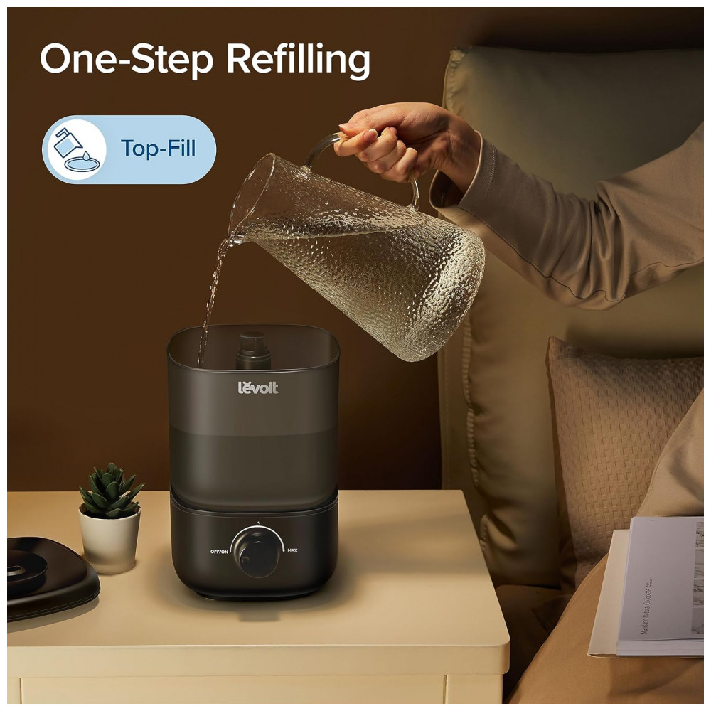 Umidificador Ultrassônico LEVOIT Classic 160 Preto 25L Top-Fill Operação Silenciosa Bico Giratório 360° Auto Desligamento 110V - Imagem 3