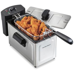 Fritadeira Elétrica Industrial a Óleo 3L com Controle de Temperatura 1500W Aço Inox 110v HAMILTON BEACH 35032 Cinza