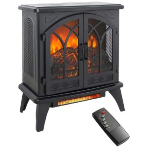 Lareira Elétrica Portátil com Brilho Ajustável Chamas Realistas 3D e Controle Remoto 110V 1500W Innoflame Preta