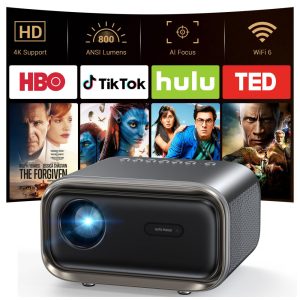 Projector 4K NICPOW Cinza WiFi 6 Bluetooth Auto Foco E1 240V