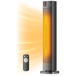 Aquecedor Elétrico de Cerâmica com Termostato Ajustável Controle Remoto e Oscilação de 75º 110V 1500W PELONIS Preto