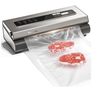 Seladora a Vácuo Automática para Alimentos Secos e Úmidos em Aço Inoxidável com 2 Rolos de Saco e 5 Sacos Pré Cortados 110V Mesliese Prata