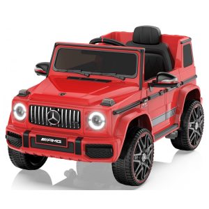 Carro Elétrico Infantil a Bateria com Controle Remoto Farol LED Reprodutor de Música e Buzina 12V ANPABO Mercedes-Benz G63 Vermelho