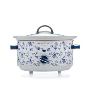 Panela elétrica de cozimento lento Laura Ashley 35L floral cuba cerâmica tampa de vidro 3 ajustes de temperatura 280W 110V