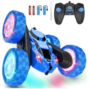 Carrinho de controle remoto STEM Hamdol Blue Racer 4WD com luzes LED e giros 360°