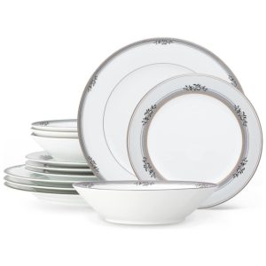 Aparelho de Jantar Para Todas as Ocasiões Elegância e Sofisticação para Sua Mesa com 12 Peças Formato Redondo e Material de Porcelana Noritake 1765-12H Branco