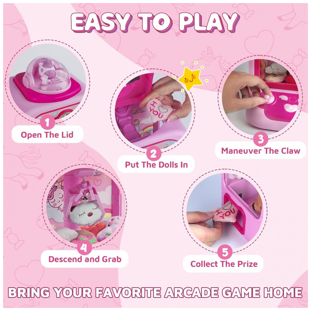 Mini Máquina de Garra Rabbit/Bunny Aiqi para Crianças com 20 Brinquedos, Luzes e Sons, Mini Vending Machine Eletrônica - Imagem 3